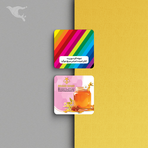 کارت ویزیت کتان لمینت امباس مربع دورگرد