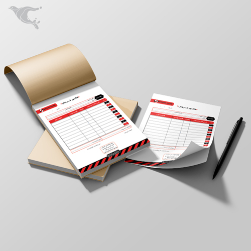 فاکتور دو برگی / دو رنگ مشکی قرمز / کاربن دار