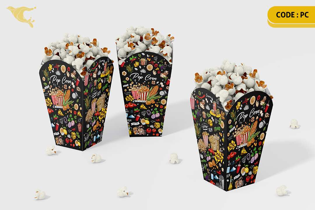 جعبه پاپ کرن/ ایندربرد 300 گرم /چهار رنگ