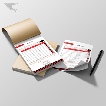 فاکتور دو برگی / دو رنگ قرمز مشکی / کاربن دار