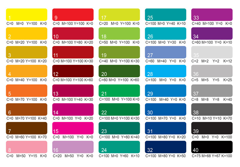 جدول کد رنگ مجتمع چاپ مهراد